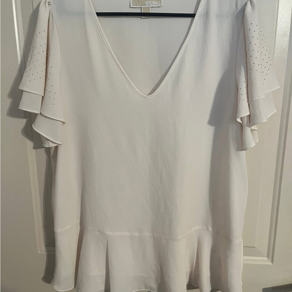 GUC Michael Kors Cream Ruffle Sleeve Blouse